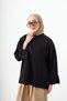 Women's Crew Neck Sweatshirt with Grass Detail Black - 4