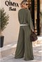 Buketli̇ Women's 3-Piece Set: T-Shirt with Inner Strap, One-Shoulder Blouse, and Elastic Waist Loose Pants. - 8