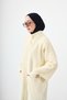 Women's Double Pocket Detail Lapel Buttoned Zippered Long Knitwear Cardigan Cream - 4