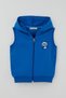 Boy's Vest with Panda Emblem, Hooded and Zippered, 3-8 Years Old, Saks Blue