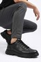Zrj1909 Exclusive Lace-Up Zippered Genuine Leather Men's Casual Shoes - Black