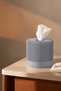 Decorative Cylinder Napkin Holder & Toilet Paper Box - Modern Vertical Striped Napkin Holder - Gray - 2