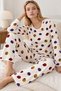 Women's Patterned Double White Comfortable Pajama Set 4829 - 3