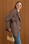 Double-Breasted Short Coat with Cape and Sleeve Detailing Brown 3161 - 3