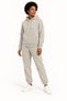 Women's Stone Color Hooded 3 Thread Track Suit Set Winter Puff Soft Fleece Inside Side Cut Pockets Elastic Cuffs