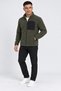 Men's Khaki Fleece Fabric Jacket Soft Winter Jacket with 3 Pockets and Front Piece Detail Soft Textured - 2