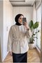 Women's Fox Fabric Floral Buttoned Belted Plush Jacket Coat 65 cm - 2
