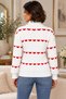 Women's Long Sleeve Turtleneck Heart Patterned Soft Textured Elegant Casual White Knitwear Sweater - 3