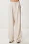 Pleated Woven Palazzo Trousers Lgk0009 Cream - 3
