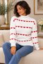 Women's Long Sleeve Turtleneck Heart Patterned Soft Textured Elegant Casual White Knitwear Sweater - 6