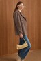 Double-Breasted Short Coat with Cape and Sleeve Detailing Brown 3161 - 5