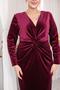 Large Size Double Breasted Collar Velvet Dress - 2