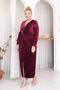 Large Size Double Breasted Collar Velvet Dress - 3