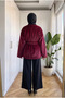 Women's Fox Fabric Floral Buttoned Belted Plush Jacket Coat 65 cm - 5