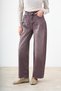 Women's Washed Detail Tasseled Baggy Trousers Brown - 2