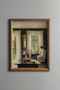 Flowers and Sitting Woman in Front of the Window - Vintage Patterned Painting - Fine Model