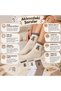 Wak Women's 3-Piece Teddy Bear Patterned Socks Set |   Cute Casual Sock Models in Ecru White and Beige Colors - 4