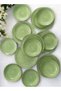 18 piece Porcelain Dinnerware Set, Set for 6, Microwave & Dishwasher Safe, Green Spiral Design - 3