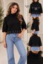 Women's Knitwear Sweater Turtleneck Pearl Detailed Ribbed Knitted Black Sweater - 2