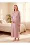 New Season Powder Jacquard Winter Full-Length Button Detailed Design Long Sleeve Maternity Nightgown Set of 2 - 3