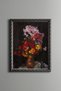 Red and Pink Flowers on a Black Background - Vintage Patterned Painting - Fine Model