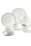 56 Piece Porcelain Dinner Set - Dishes, Plates - Dinner Plate, Side Plate, Bowl, Cups, Serving Dish And Bowl - Serves 6 - Festive Design White/Gold Line White/Gold Line