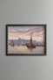 Port and Sailboats in Old Istanbul - Vintage Patterned Painting - Fine Model