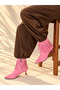 Savanna Pink Suede 5 cm Thin Heel Tassel Detail Women's Boots Botti̇e - 5