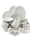 56 Piece Porcelain Dinner Set - Dishes, Plates - Dinner Plate, Side Plate, Bowl, Cups, Serving Dish And Bowl - Serves 6 - Festive Design White/Gold Line White/Gold Line - 2
