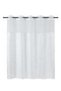 No Hook Shower Curtain with Snap in Liner Replacement - Waterproof Fabric - Waffle Pattern, 180 x 188 cm Size - White - 2