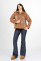Women's Winter Tan Florencia Sequin Embroidered Suede Jacket 8654 - 2