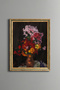 Red and Pink Flowers on a Black Background - Vintage Patterned Painting - Fine Model