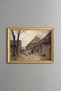 Saz Roofed Houses in the Village - Vintage Patterned Painting - Fine Model