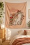 Motivational Written Floral Cat Patterned Bohemian Stain-Resistant Fabric Wall Covering Wall Tapestry Tapestry