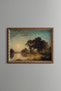 Large Tree and Water Edge at Sunset - Vintage Patterned Painting - Fine Model