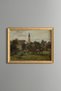 Village Life in Front of the Church Tower - Vintage Patterned Painting - Fine Model