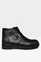 Men's Buckle Detailed Zippered Cold-Proof Boots with Fur Inside Black - 4