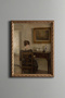 Woman Sitting at a Writing Desk - Vintage Patterned Painting - Slim Model