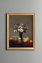 Vase Full of Roses and Fruit Table - Vintage Patterned Table - Fine Model