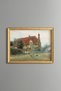 Red-Roofed Country House and Garden - Vintage Patterned Painting - Fine Model