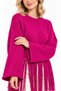Women's Soft Textured Crew Neck Long Sleeve Tasseled Oversize Knitwear Sweater - 3