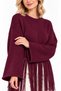 Women's Soft Textured Crew Neck Long Sleeve Tasseled Oversize Knitwear Sweater - 3