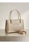 Luxecraft Gold Detailed Geometric Textured Broken Light Adjustable Strap Shoulder and Hand Bag - 2