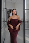 Plum Draped Evening Dress with Scarf - 20630 - 7
