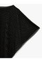Loose Fit Boat Neck Asymmetrical Stoned Tulle Cape Blouse - 3