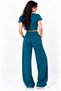 Women's Ribbed Knitted Fabric Crew Neck Crop Loose Fit Comfortable Tracksuit Set of 2 - 2