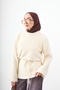 Women's Crew Neck Waist Tie Knitwear Tunic Cream - 4
