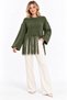 Women's Soft Textured Crew Neck Long Sleeve Tasseled Oversize Knitwear Sweater