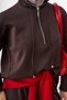Women's Half Zipper Neck Lace Detail Suit Bitter Brown - 6