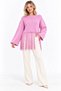 Women's Soft Textured Crew Neck Long Sleeve Tasseled Oversize Knitwear Sweater